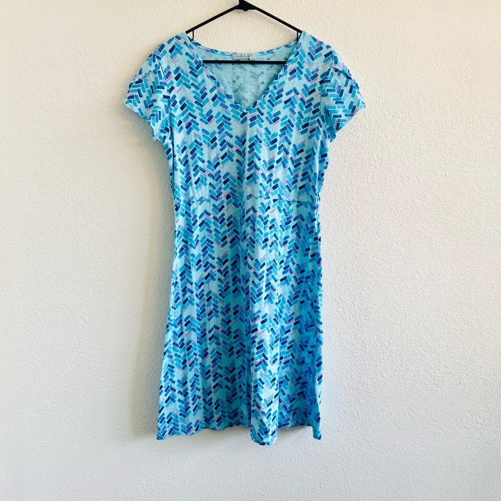 Fresh Produce Maritime Mosaic Amelia Blue Multicolor Print Short Sleeve Dress